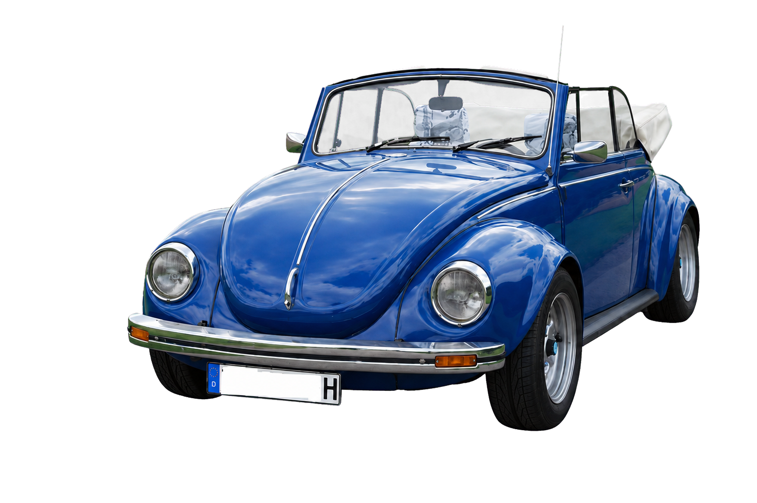 Blaues VW Käfer Cabrio